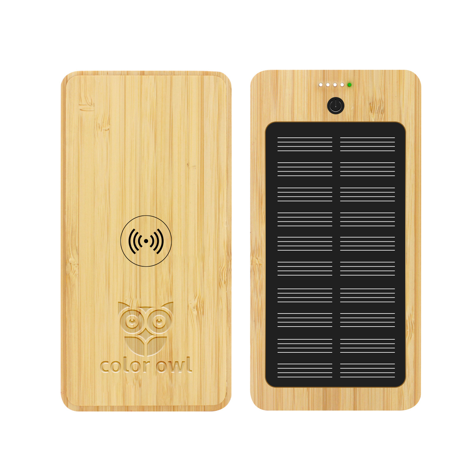 High Quality Solar Powerbank 10000mAh Eco Friendly Wood Bamboo Wireless Power Bank Charger