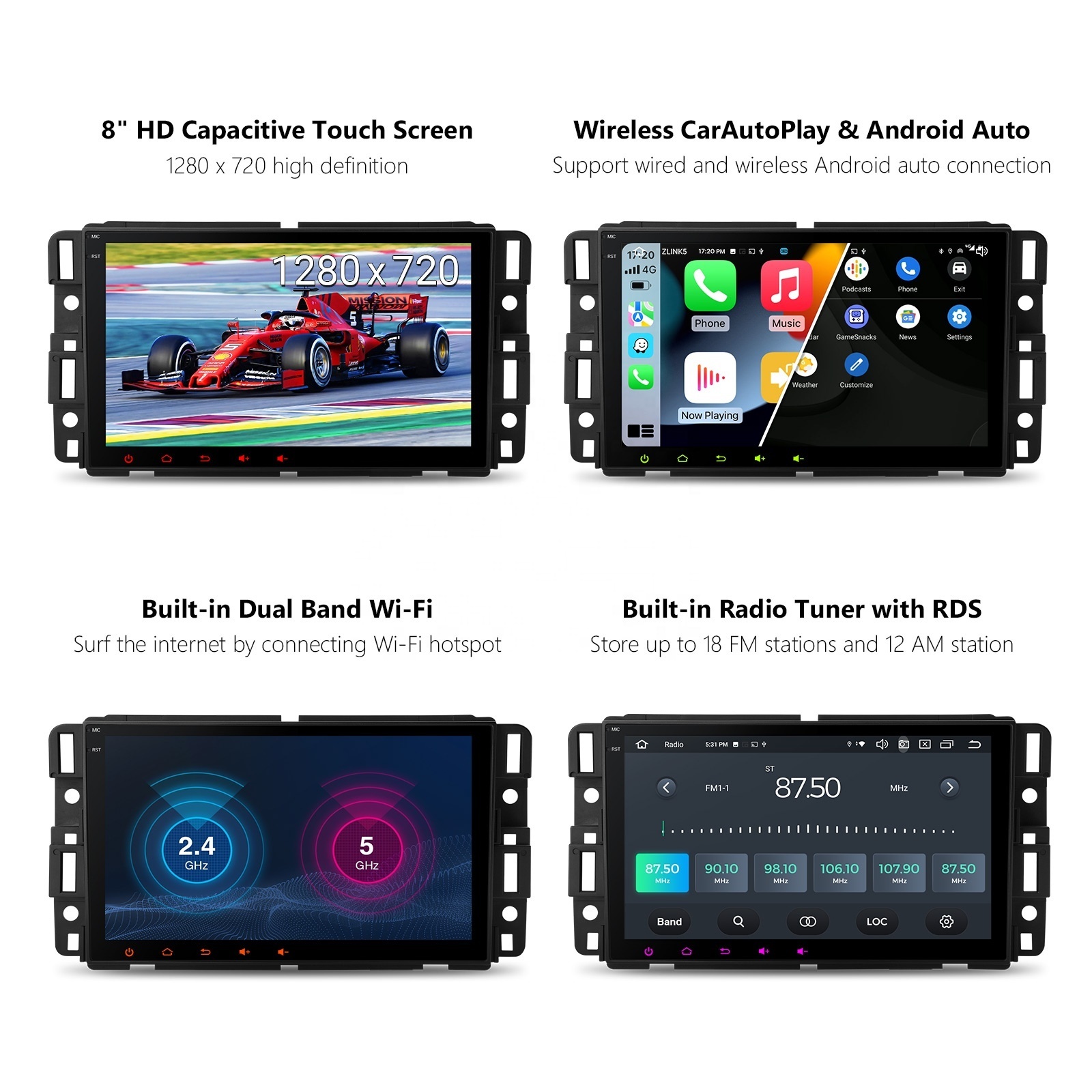 XTRONS For Chevrolet Silverado Buick GMC Yukon Hummer H2 Android 12 8 Inch 128GB Car Stereo Carplay 4G LTE Navigation GPS