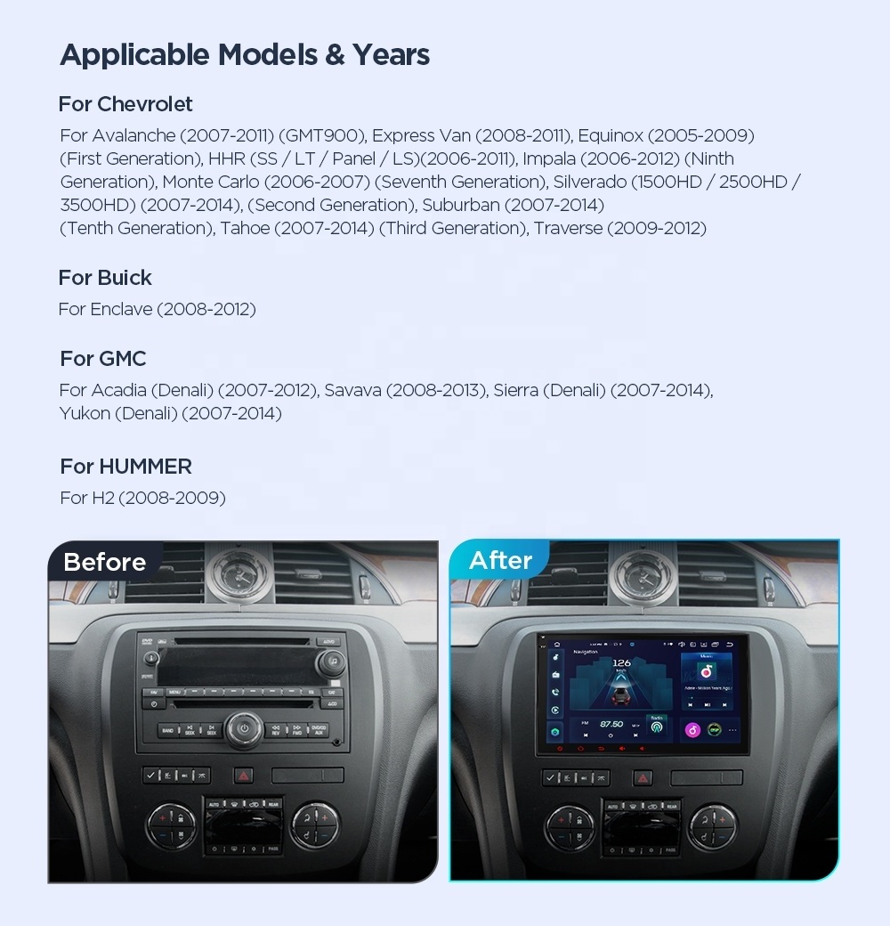 XTRONS For Chevrolet Silverado Buick GMC Yukon Hummer H2 Android 12 8 Inch 128GB Car Stereo Carplay 4G LTE Navigation GPS