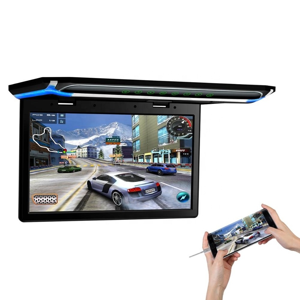 XTRONS 15.6 inch Full HD LCD Screen Ceiling Mount Lift Flip Down Car Monitor Support Digital TV Box car roof monitor