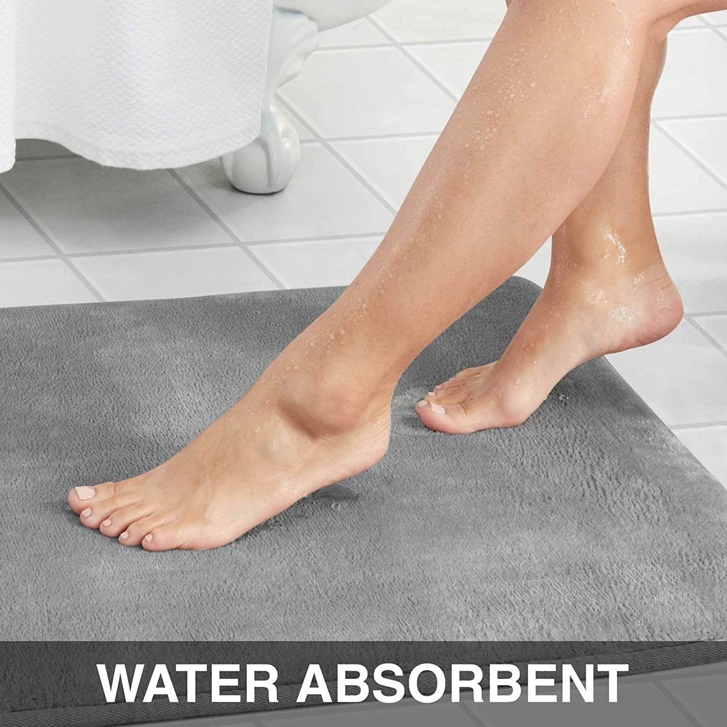 Antislip Bathroom Floor Bathtub Carpet Microfiber Memory Foam Bath Mat