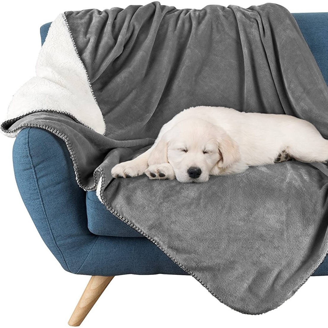 Customize Luxury Sherpa Fleece Waterproof Puppy Dog Blankets for Pet Bed