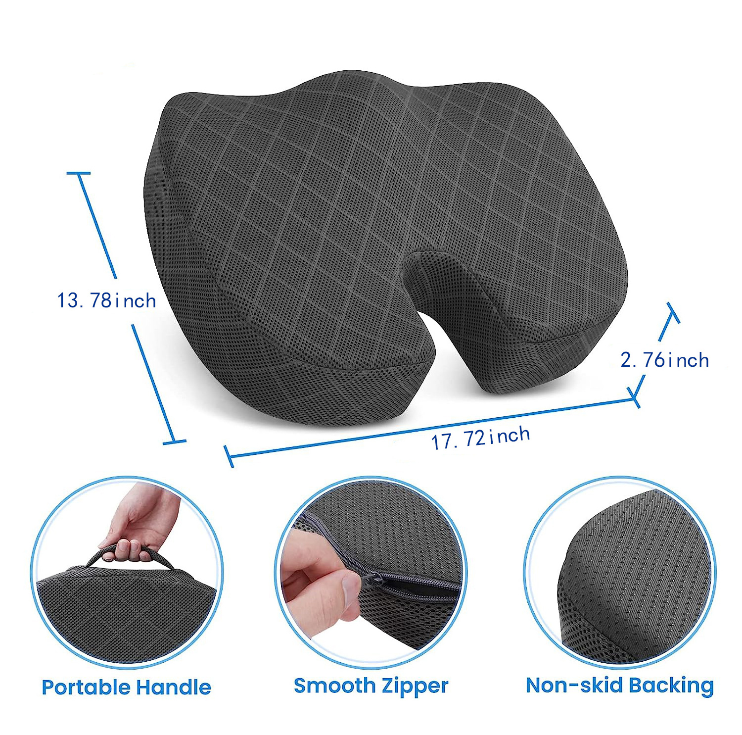 Chair Pad Memory Foam Coccyx Seat Cushion for Tailbone Pain Relief