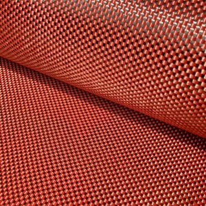 MU Customize Twill Coloured Aramid Carbon Fiber Hybrid Fabric Red Kevlars Carbon Fiber Fabric