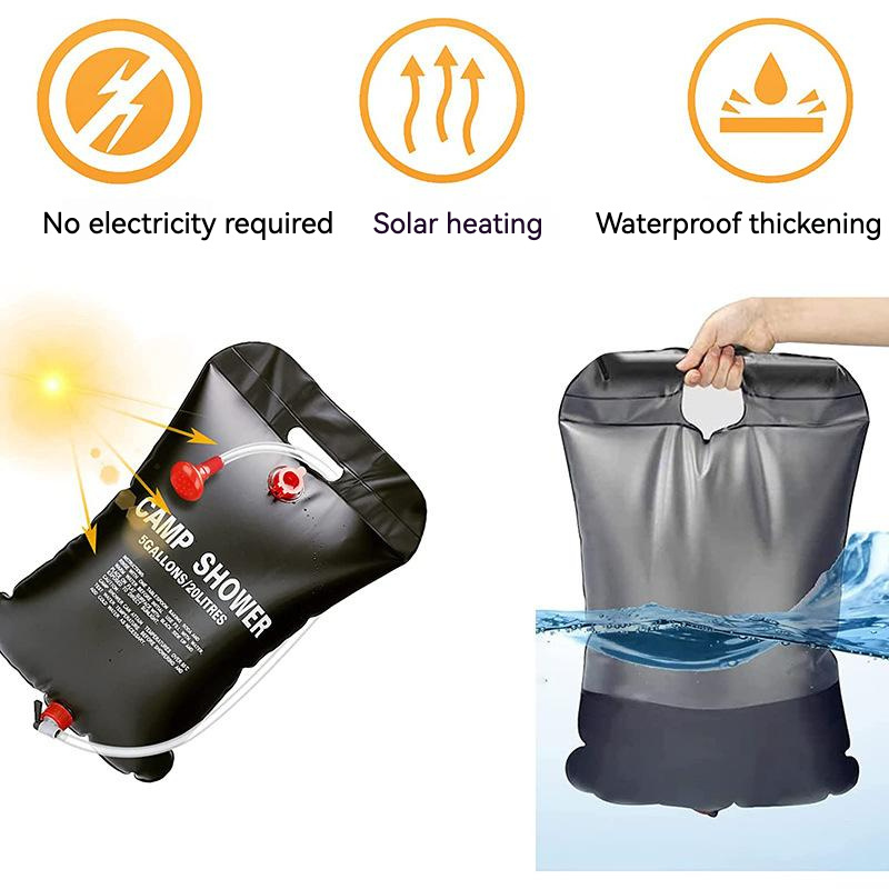 MU Hot Sale 20L Portable Camping Shower 5 Gallons Heating Pipe Bag Solar Water Heater Outdoor Other Camping Gear