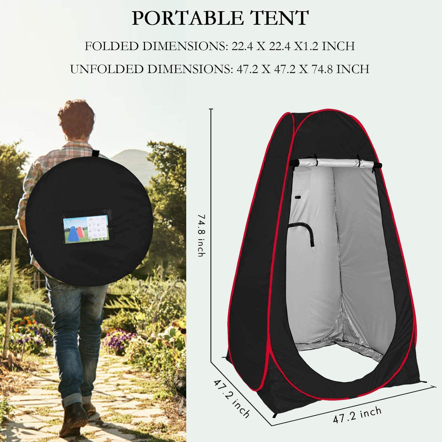 MU Portable Shower Tent Camping Shower Tent Changing Room With Carry Bag