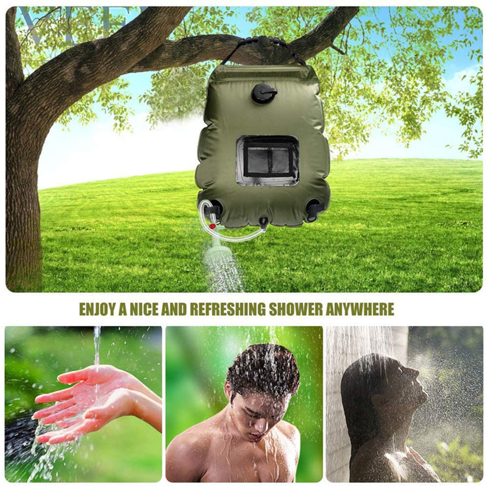 MU Spot Wholesale Solar Water Heater 20L Portable 5 Gallons PVC 3 Thickened Layers Camping Shower Bag