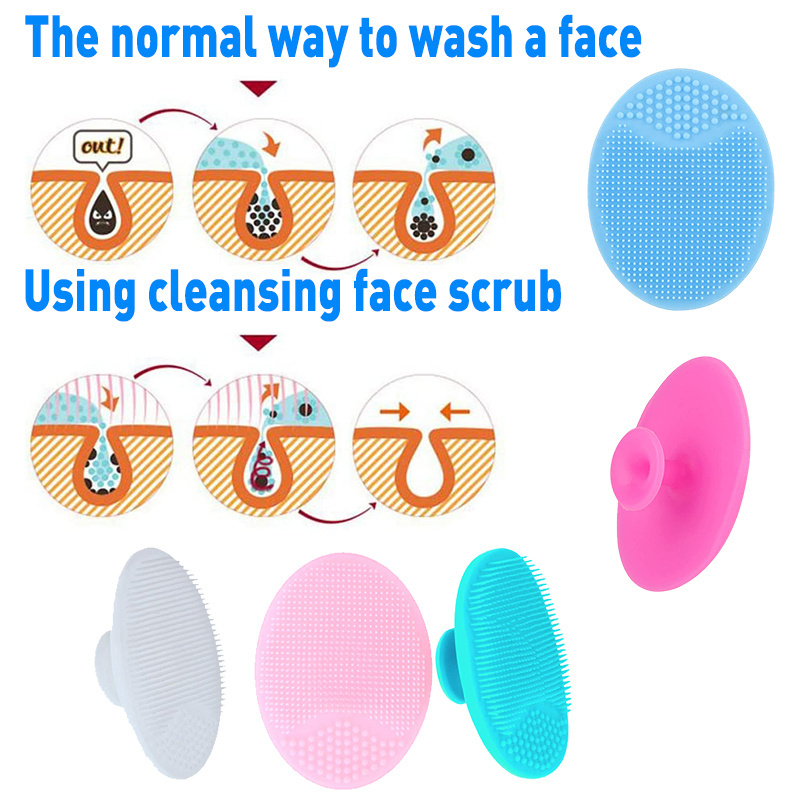 Silicone Face Scrubber Brush Face Exfoliator Blackhead Acne Pore Pad Cradle Cap Face Wash Brush For Deep Cleaning