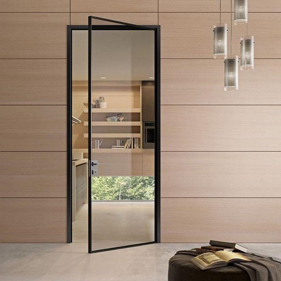 New Arrival Frosted Glass Toilet Bathroom Storage Room Aluminum Swing Door