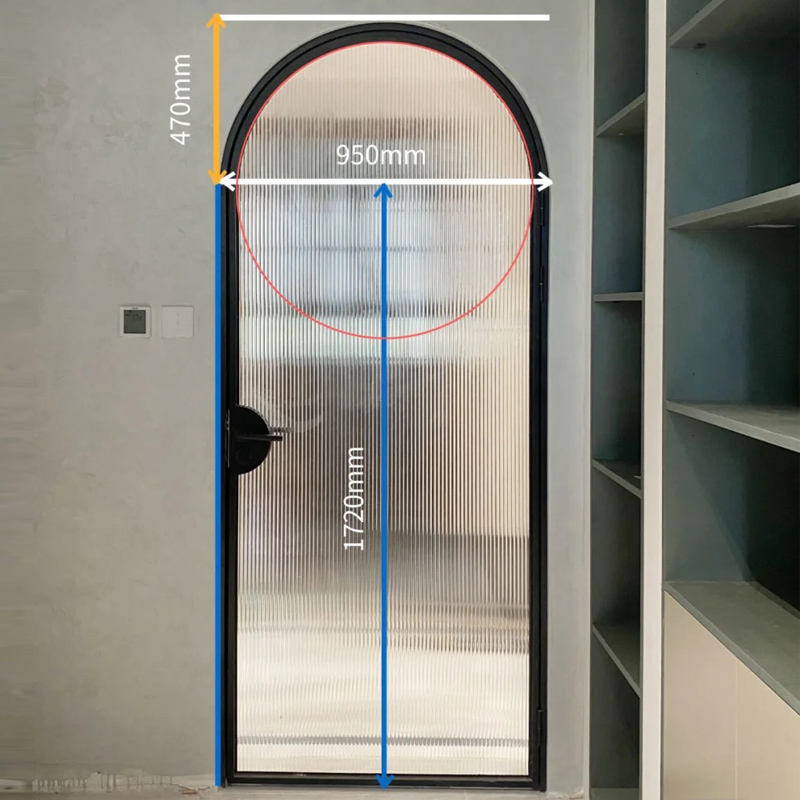 Arched French Design Interior Modern Aluminium Waterproof Thermal Break Double Tempered Glass Casement Door