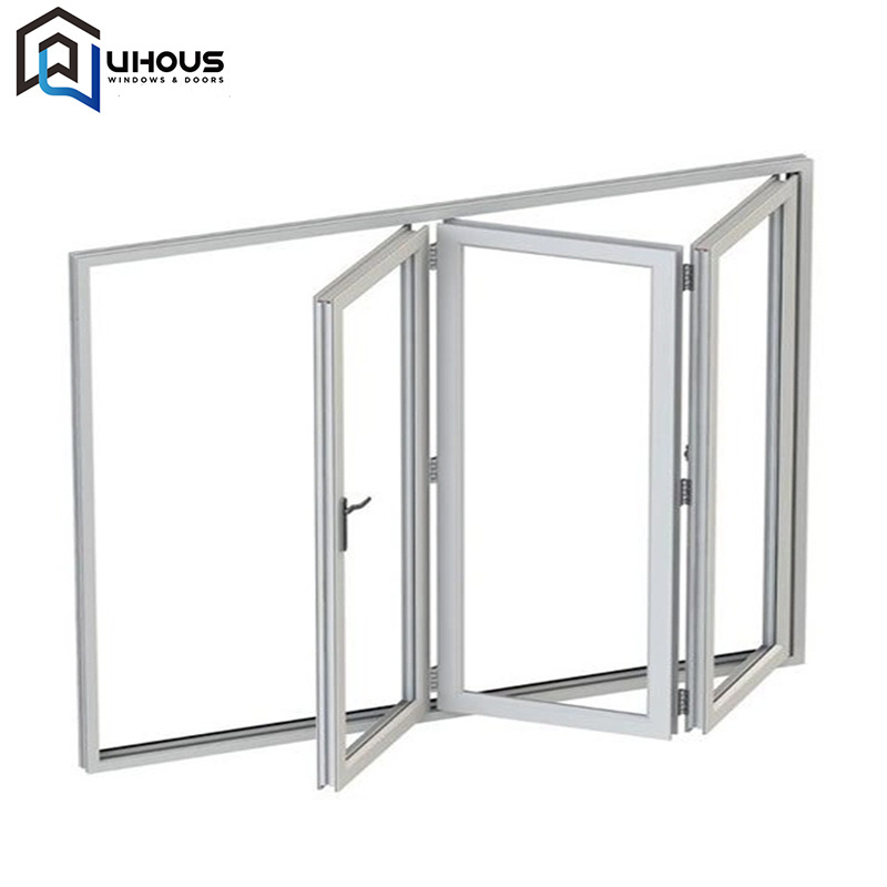 Australia Standard Horizontal Folding Windows Aluminium Double Glass Folding Frameless Windows