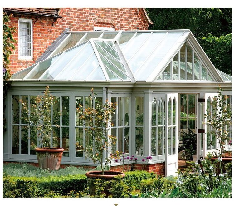 Conservatory Sunroom Sets Prefabricated Glass Sale Black Gold Top Fashionable Customized Steel Frame Style glass Room