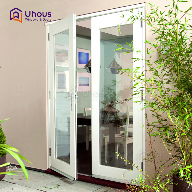 Customized modern styles aluminium french doors soundproof tempered glass aluminum casement door