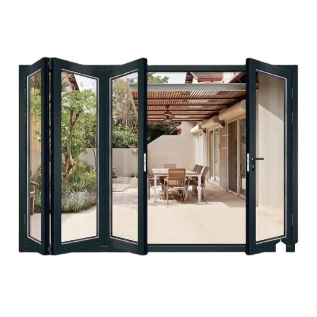 Glass Swing Door Price Bi-Folding Horizon Slide Folding Aluminum Doors with Grill Aluminium Outside on Glass Patio Door