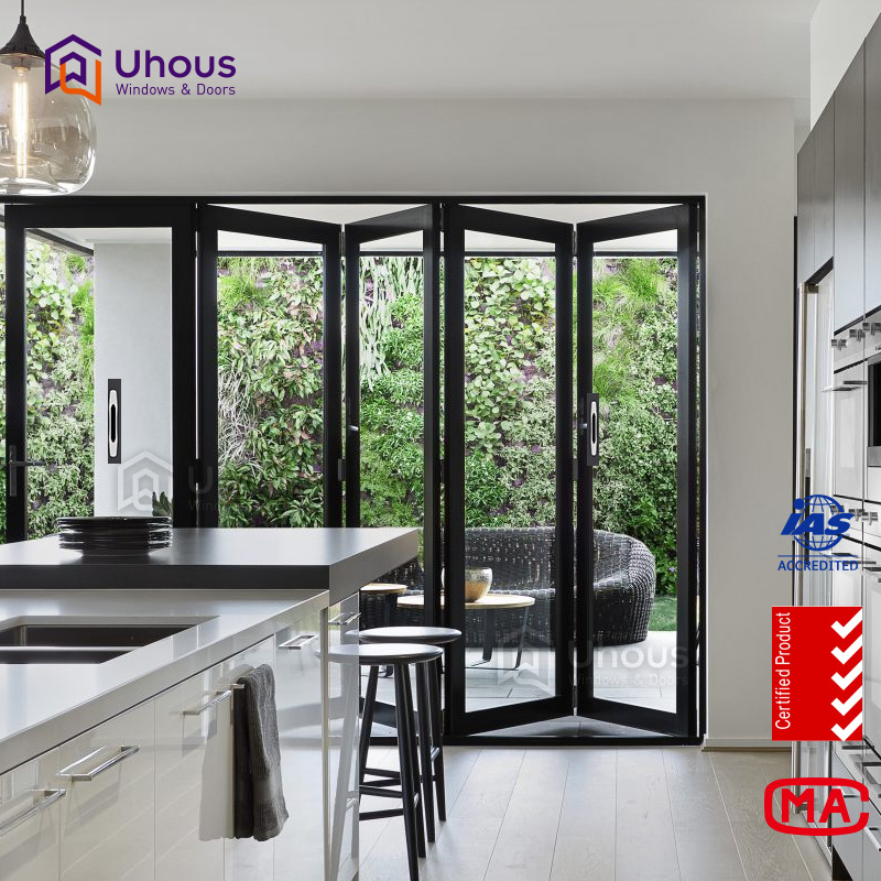 aluminium frames double glass accordion window cost