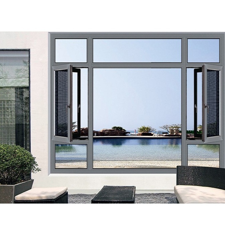 Customized aluminum windows and doors factory double tempered glass casement window aluminium casement windows