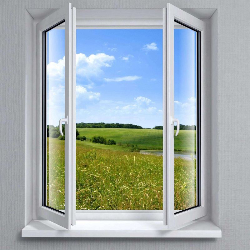 French Style Design Plastic UPVC Windows Double Glazed PVC Casement Window With Mosquito Net