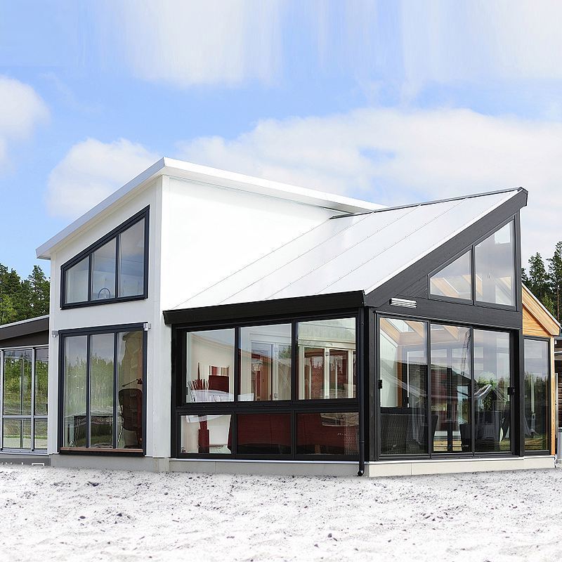 Conservatory Sunroom Sets Prefabricated Glass Sale Black Gold Top Fashionable Customized Steel Frame Style glass Room