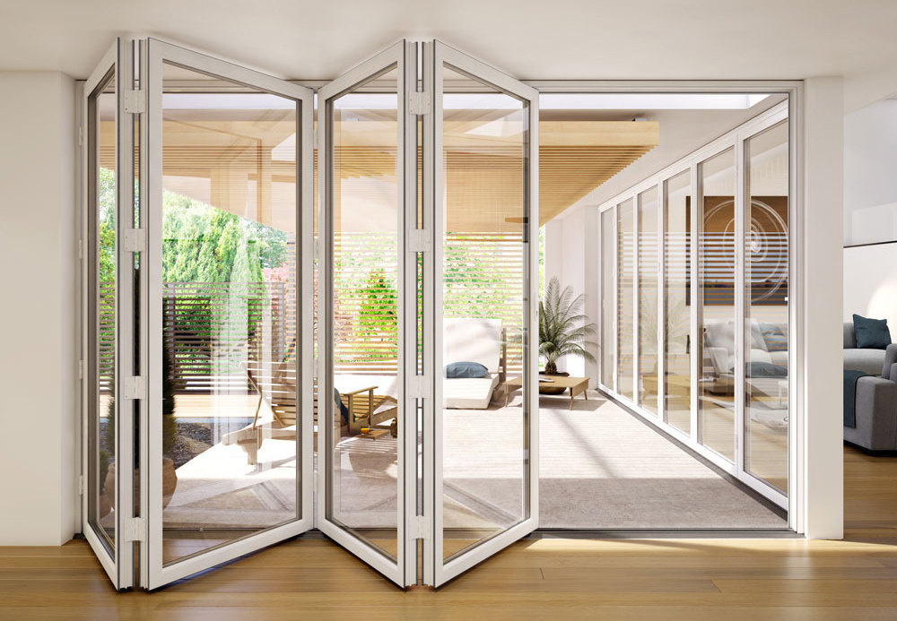 Glass Swing Door Price Bi-Folding Horizon Slide Folding Aluminum Doors with Grill Aluminium Outside on Glass Patio Door