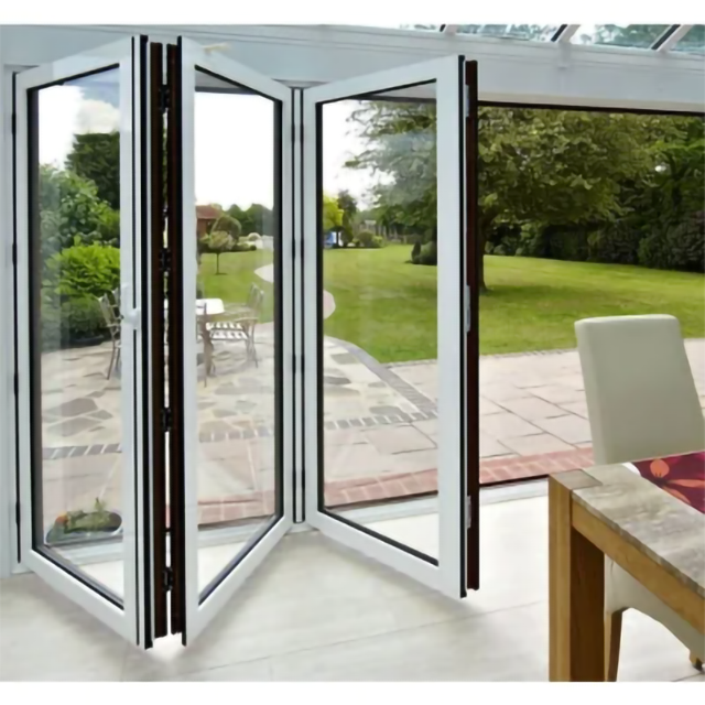 Glass Swing Door Price Bi-Folding Horizon Slide Folding Aluminum Doors with Grill Aluminium Outside on Glass Patio Door