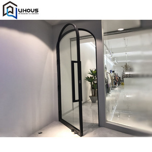 Arched French Design Interior Modern Aluminium Waterproof Thermal Break Double Tempered Glass Casement Door