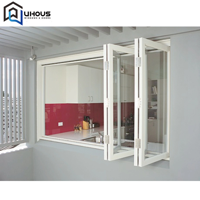 Australia Standard Horizontal Folding Windows Aluminium Double Glass Folding Frameless Windows