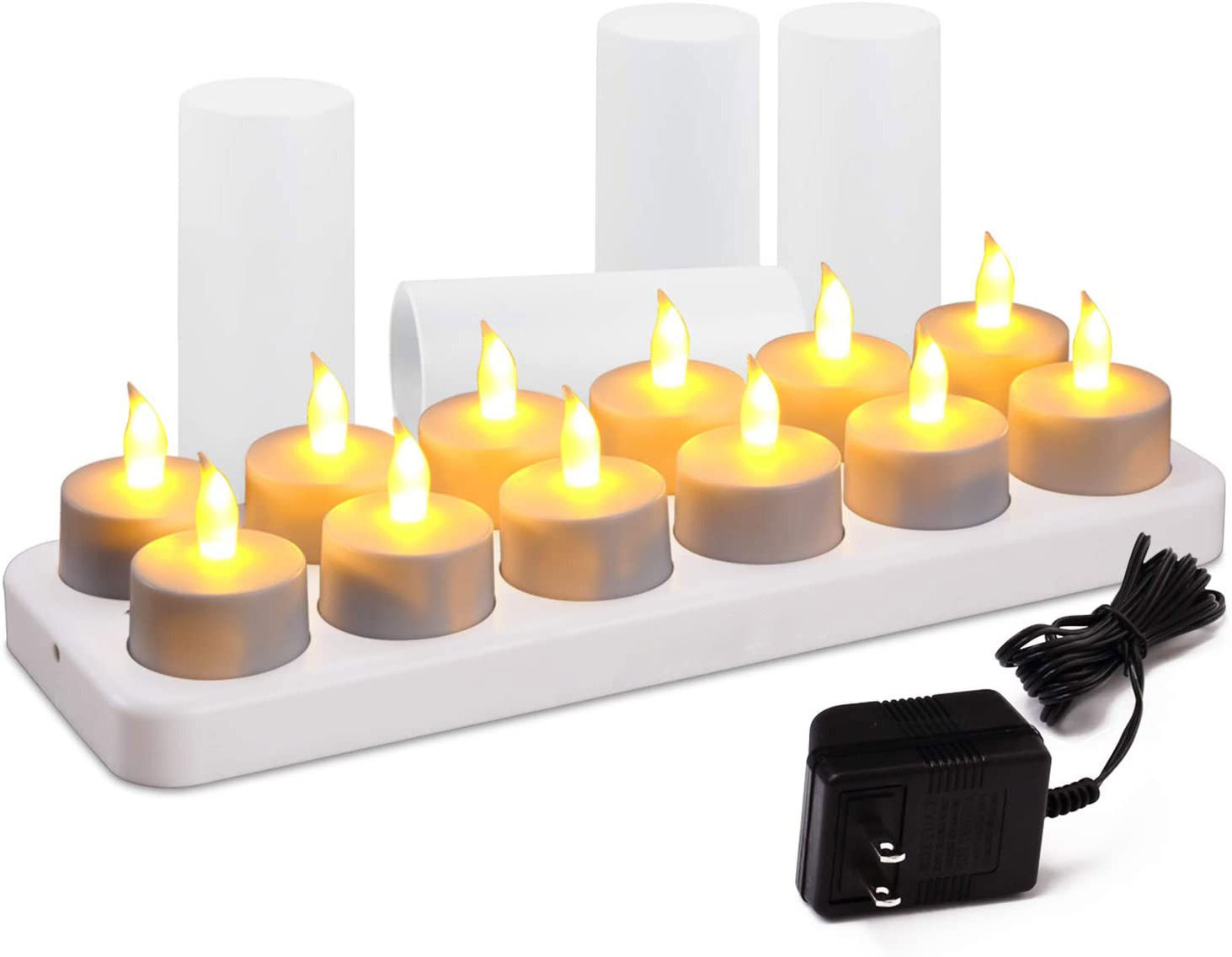 Hot Selling Set of 12 Warm White LED Rechargeable Tealight Candles for Home Party Decoration