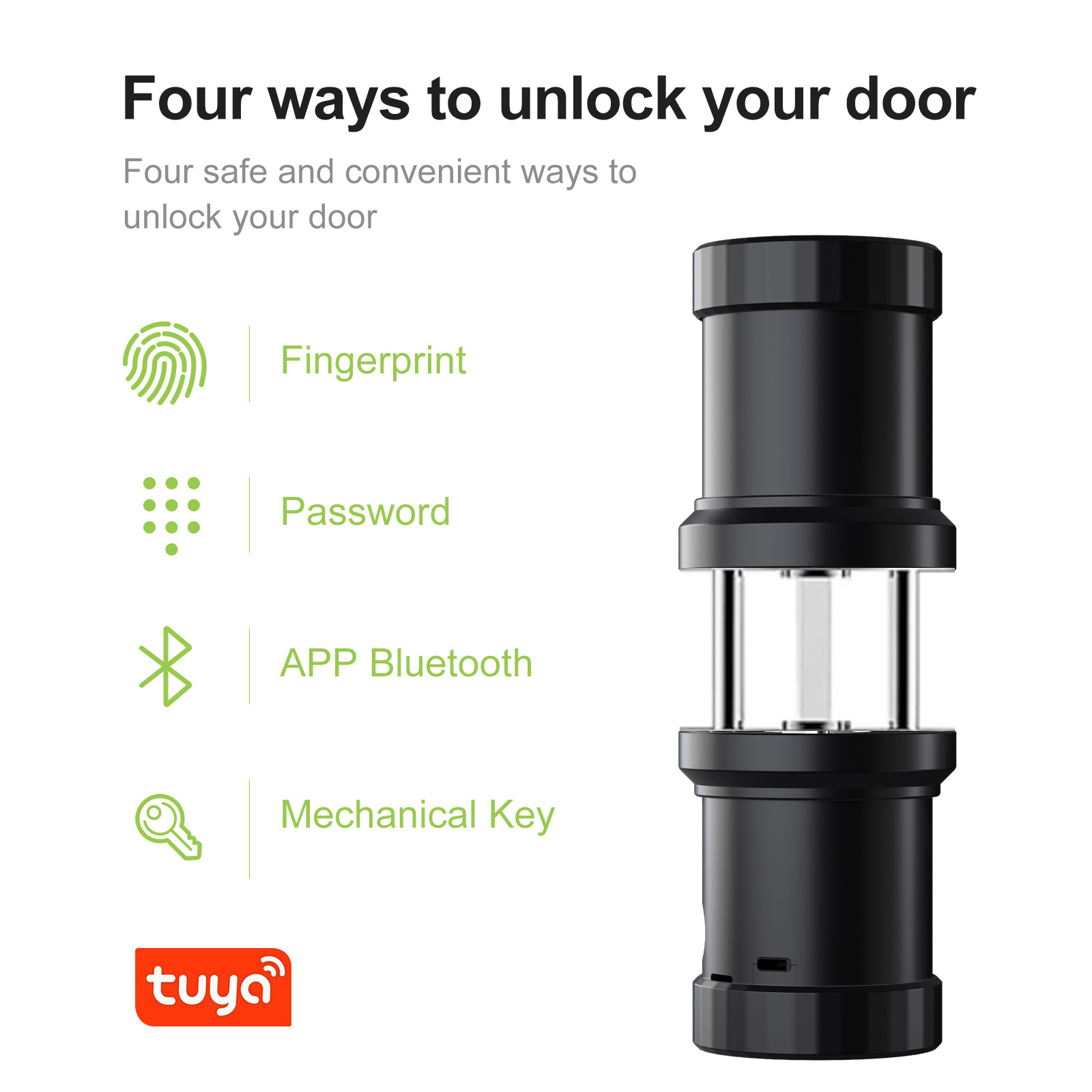 Factory Discount Digital Tuya BLE Automatic Fingerprint Password Smart Door Lock Handle With Latch Key