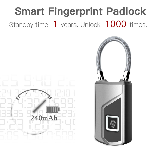 Electric Smart Padlock Fingerprint Smart Lock Small Luggage Mini Fingerprint Padlock Digital Little Smart Padlock for Travel Bag