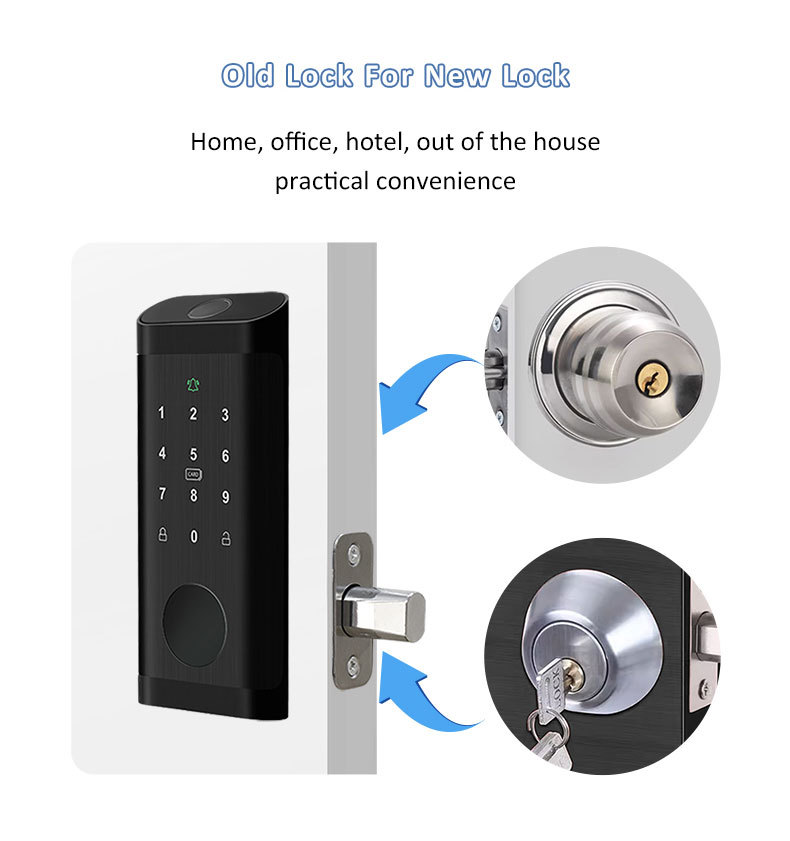 USA Standard Deadbolt Fingerprint Smart Door Lock Tuya App Exterior Digital Bolt Locks Self Locking Keyless Smart Lock Deadbolt