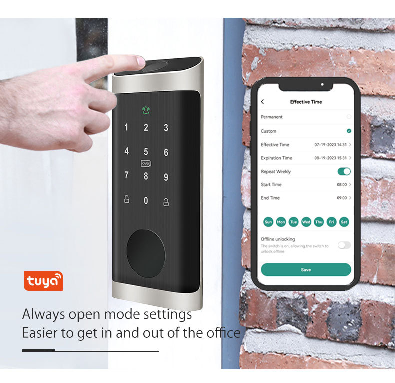 USA Standard Deadbolt Fingerprint Smart Door Lock Tuya App Exterior Digital Bolt Locks Self Locking Keyless Smart Lock Deadbolt