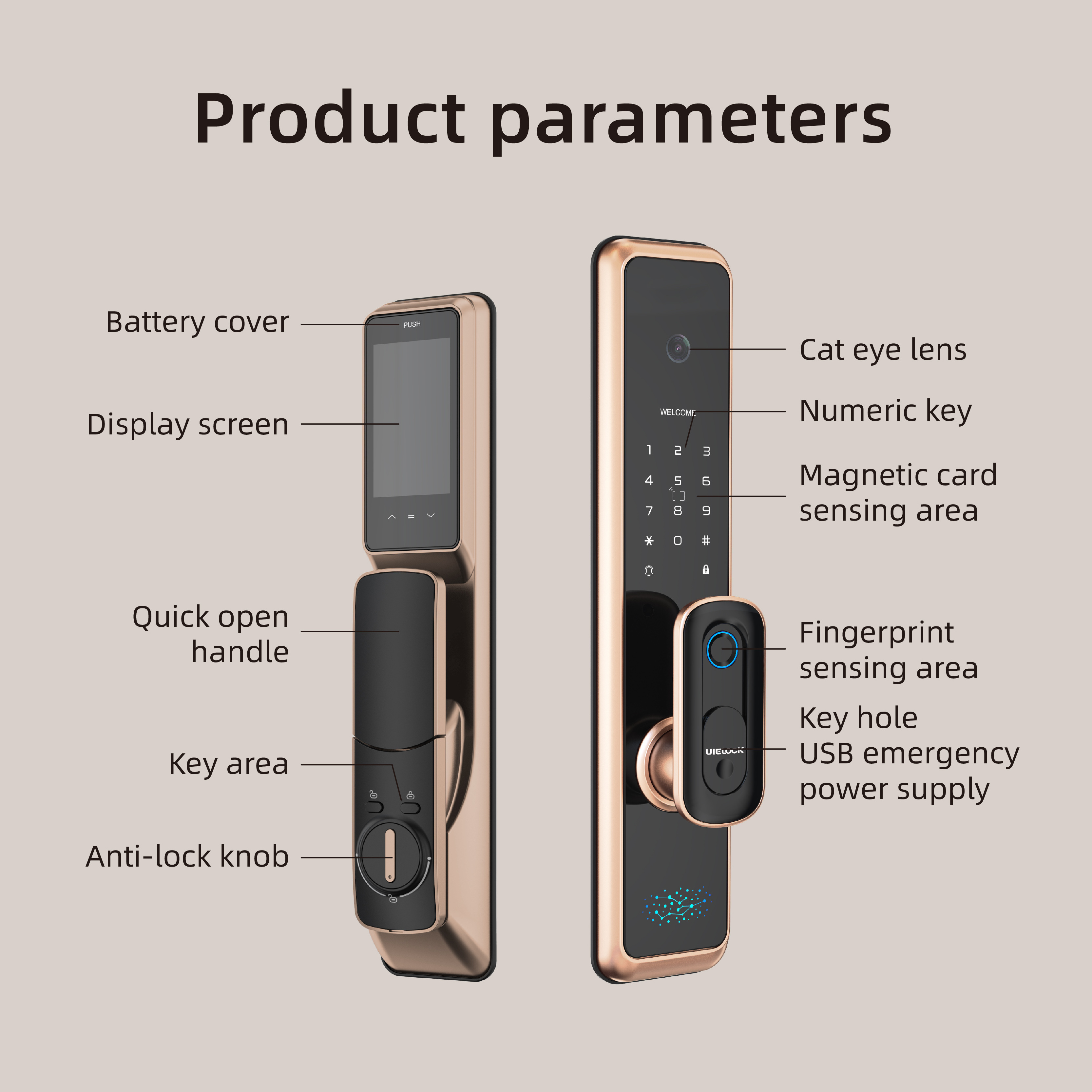 UIELOCK Wholesale Automatic Keyless Digital Biometric Fingerprint Lock Electric Face Recognition Door Lock For Outdoor Gate