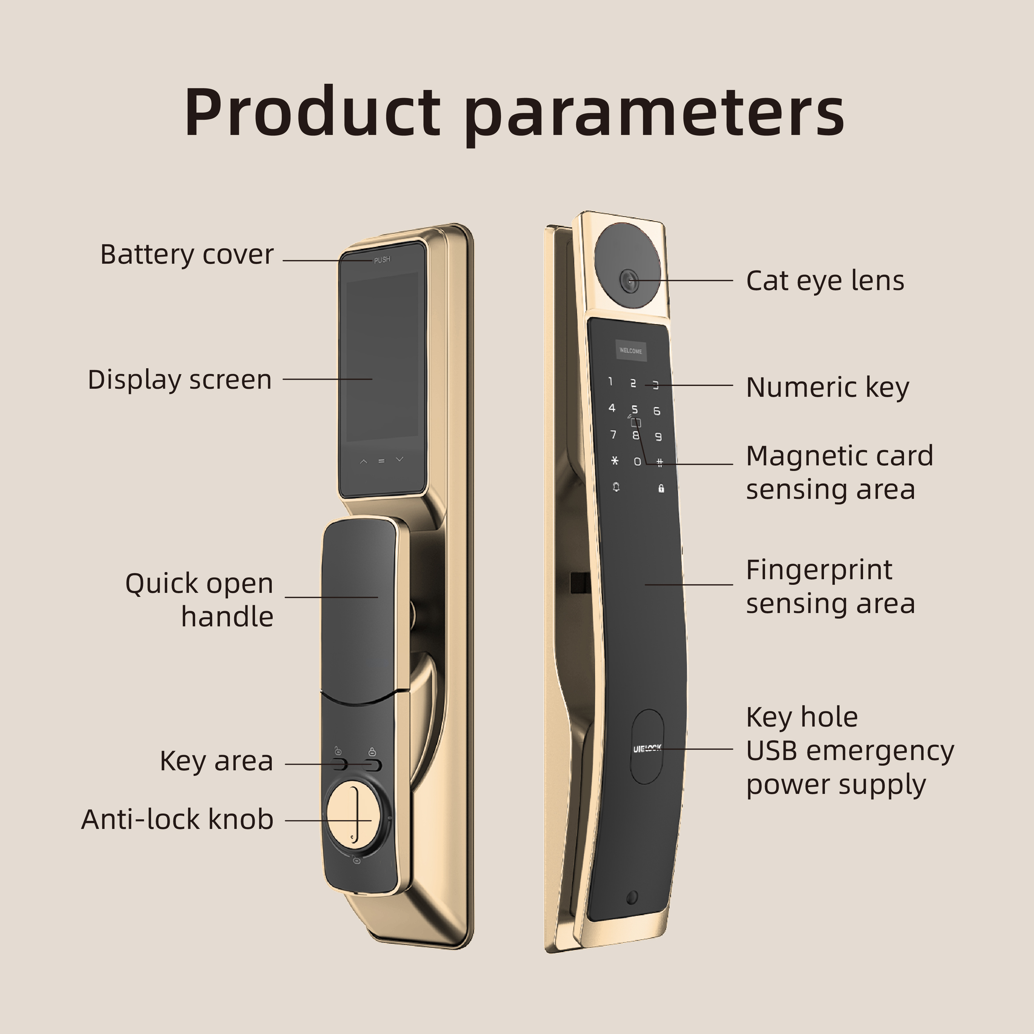 automatic fingerprint digital safe door lock for home smart 3D face recognition exterior door lock outdoor