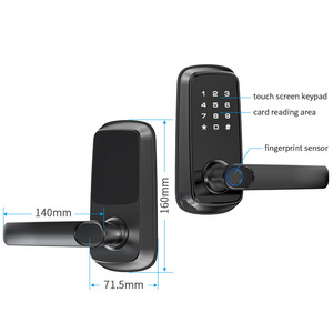 Bluetooth Tuya Smart Digital Lock Keyless Deadbolt Lock Fingerprint card Electric Handle Front Door Lock