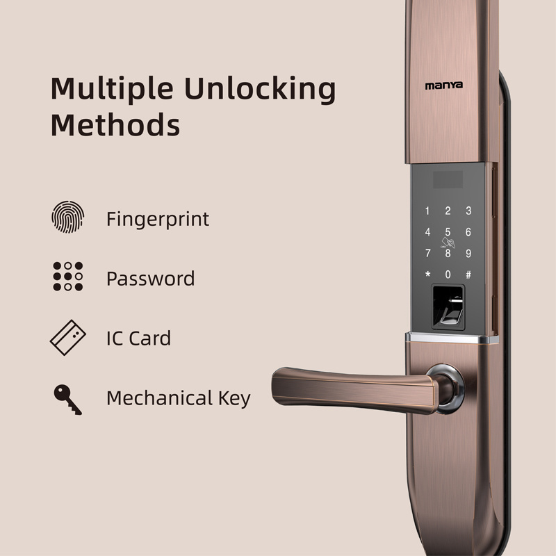 Zinc Alloy Fingerprint Keyless Smart Door Handle Lock Waterproof Outdoor High Security Electric Fingerprint Smart Door Lock