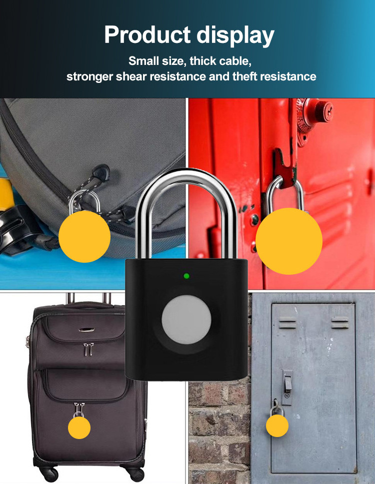 Smart fingerprint padlock waterproof anti-theft travel luggage locker door drawer lock