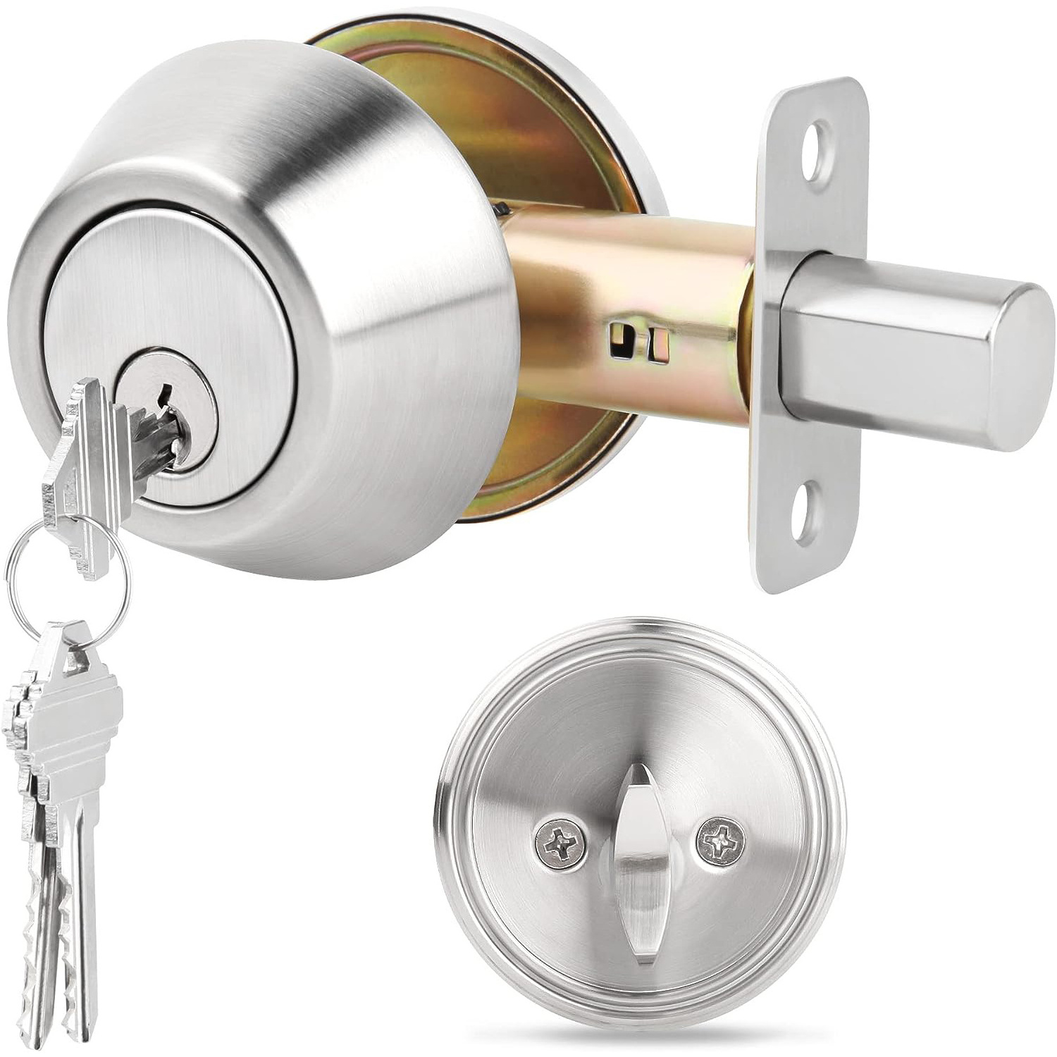 Security Key Deadbolt Stainless Steel Single cylinder deadbolt Entrance Deadbolt Knob Lock For Bedroom Bathroom