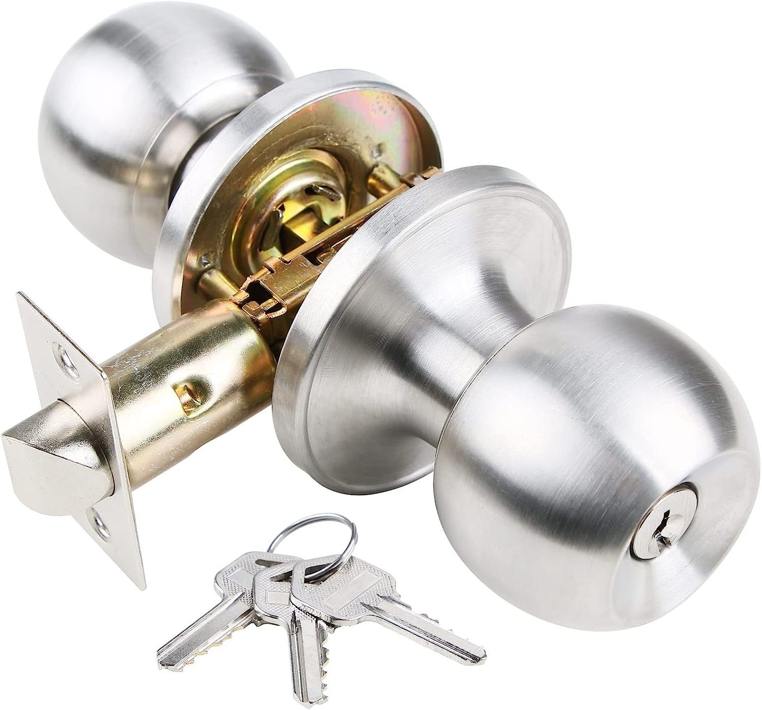 Keyed Entry Door Knob for Entrance Front Door knob with Lock and Key for Exterior Interior Bedroom Living Room