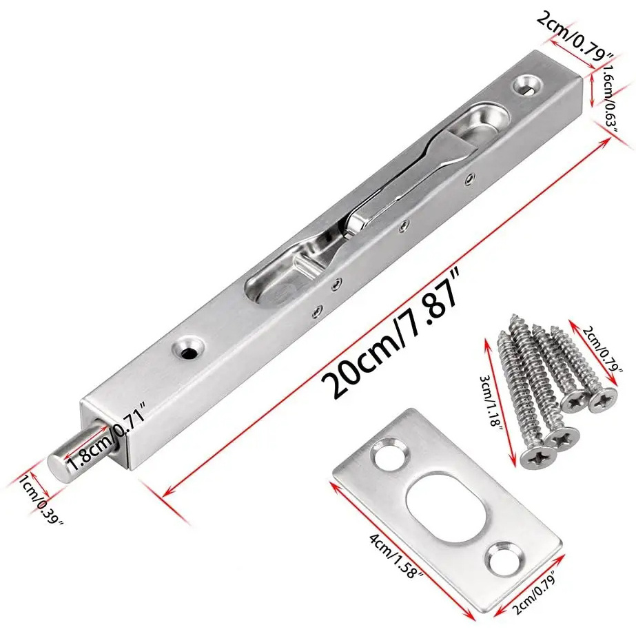 Stainless Steel Flush Bolt Concealed Slide Lock Latch for Wood Doors Double Doors Brass Tone Flush door bolt