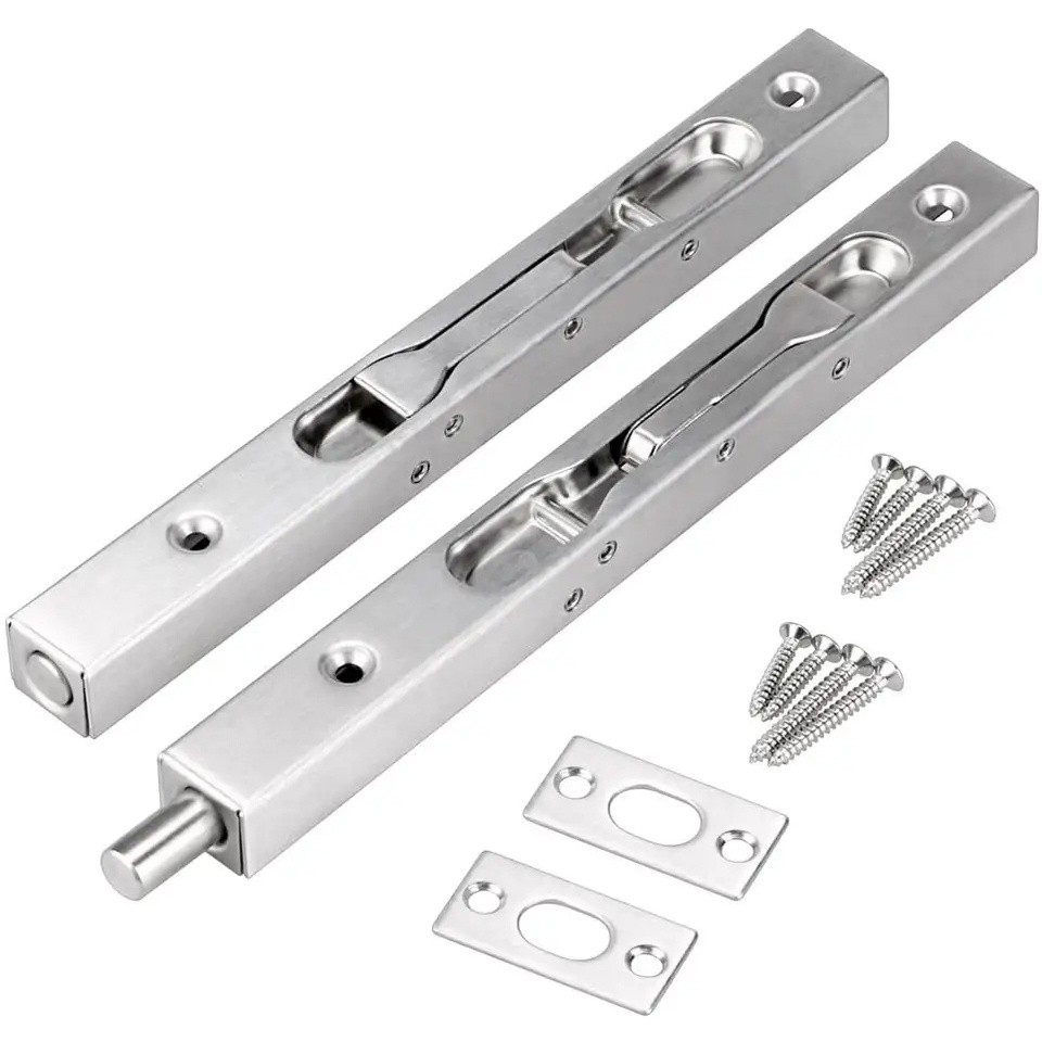 Stainless Steel Flush Bolt Concealed Slide Lock Latch for Wood Doors Double Doors Brass Tone Flush door bolt