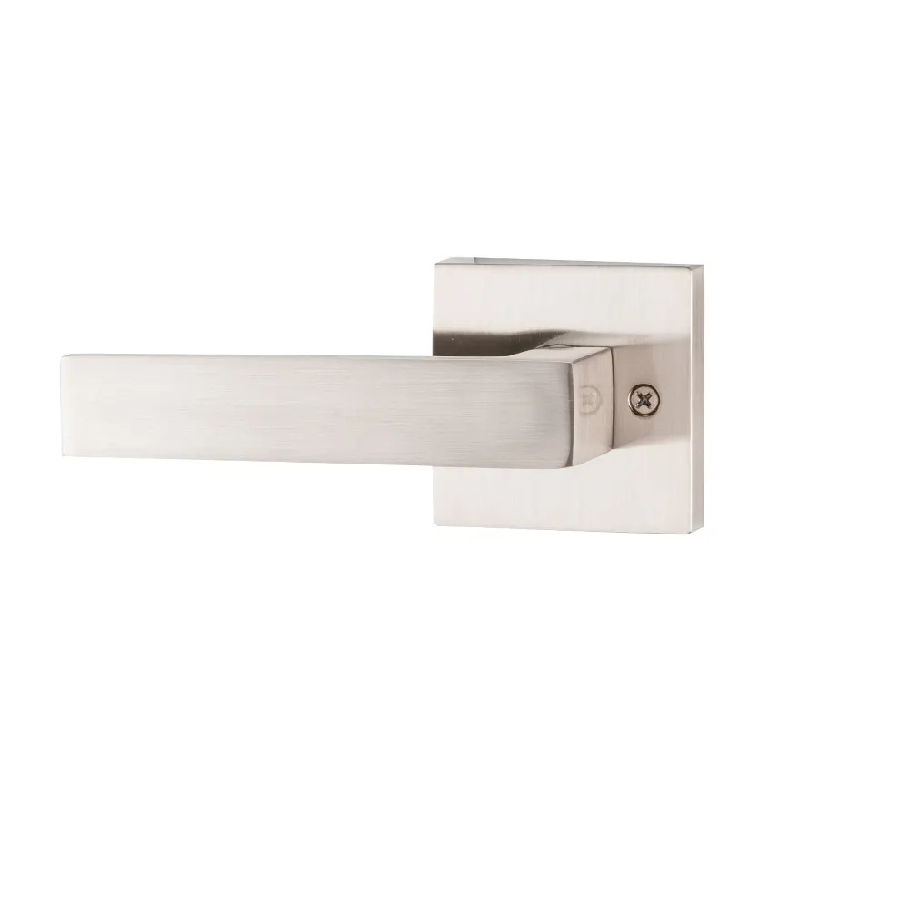 Satin nickel dummy lock for cabinet door lever handle dummy closet handle door lock set with square base