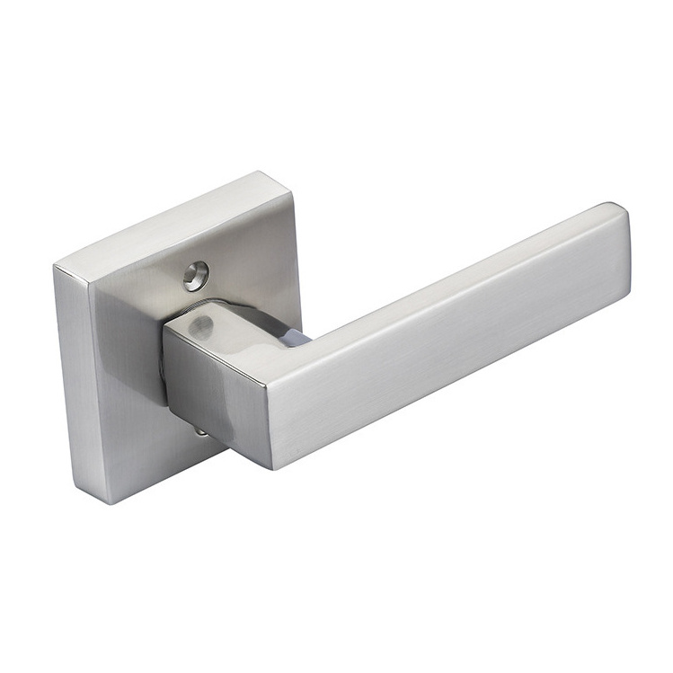 Satin nickel dummy lock for cabinet door lever handle dummy closet handle door lock set with square base