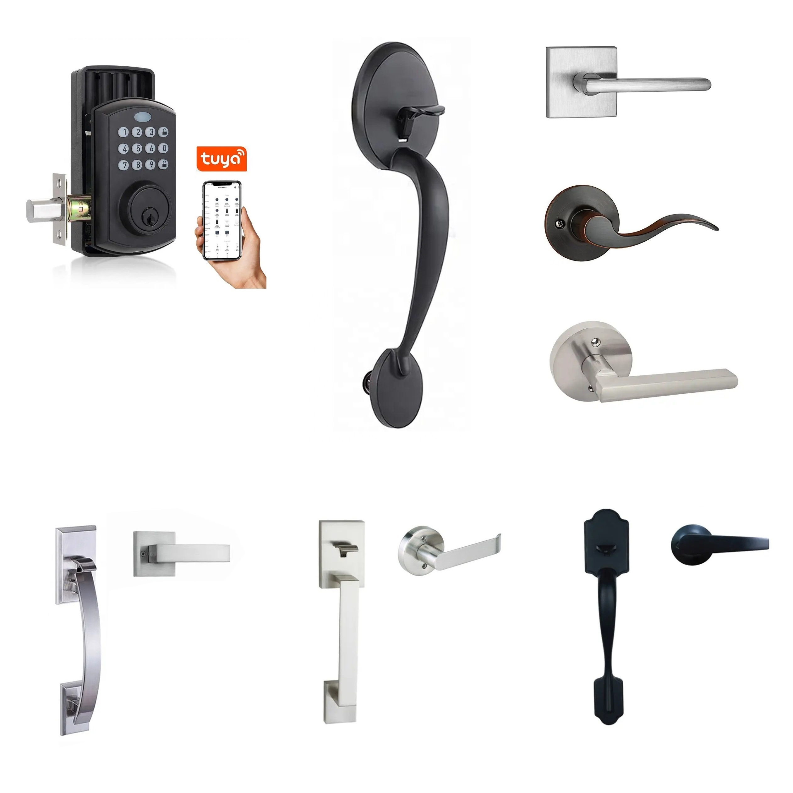 Digital Password Code Deadbolts With Door Lock Handles Keyless Combination Smart Lock Set