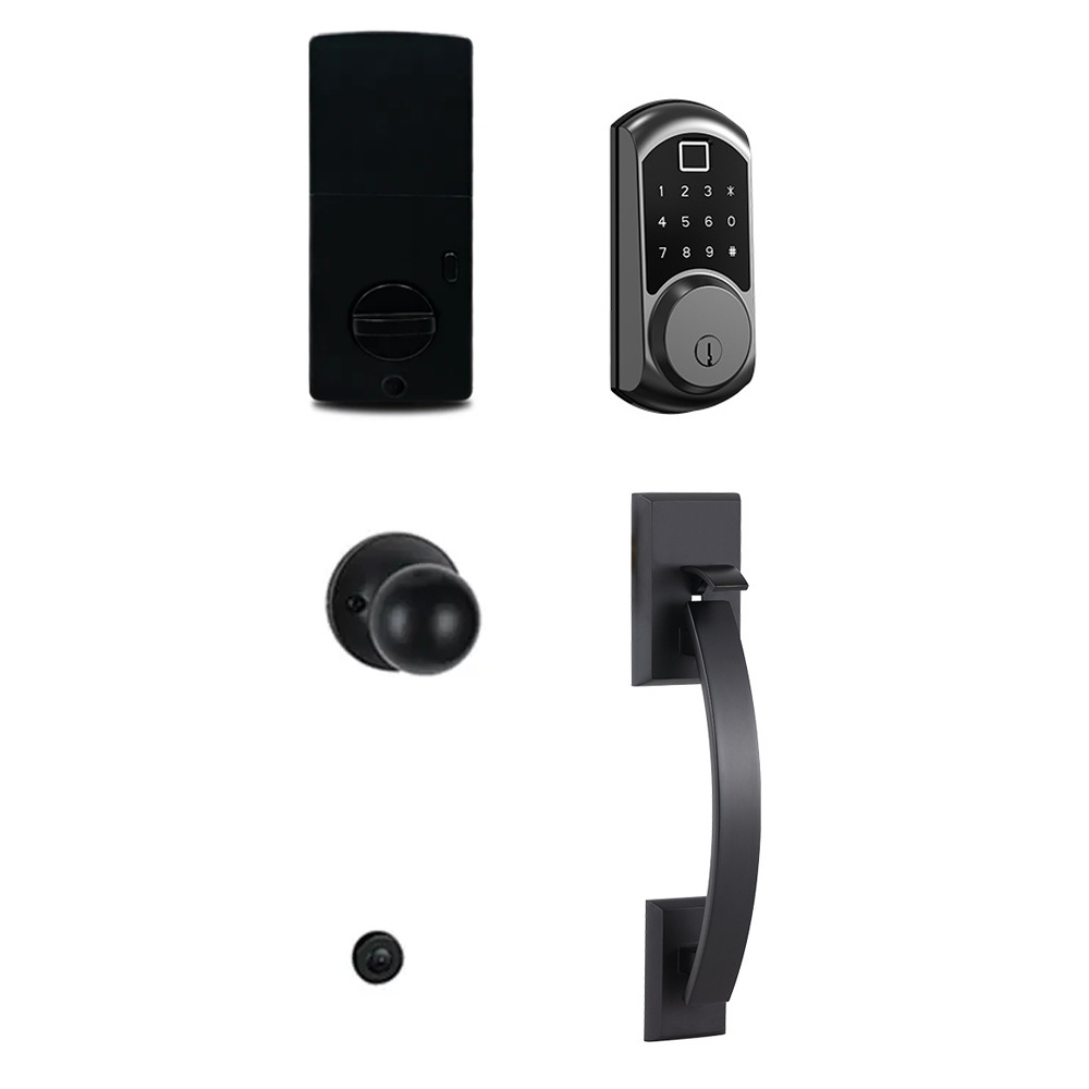 Matte Black Electronic Keypad Deadbolt Auto Lock Keyed Entry Smart Deadbolt Lock with Handle Front Door Handle Lock Sets