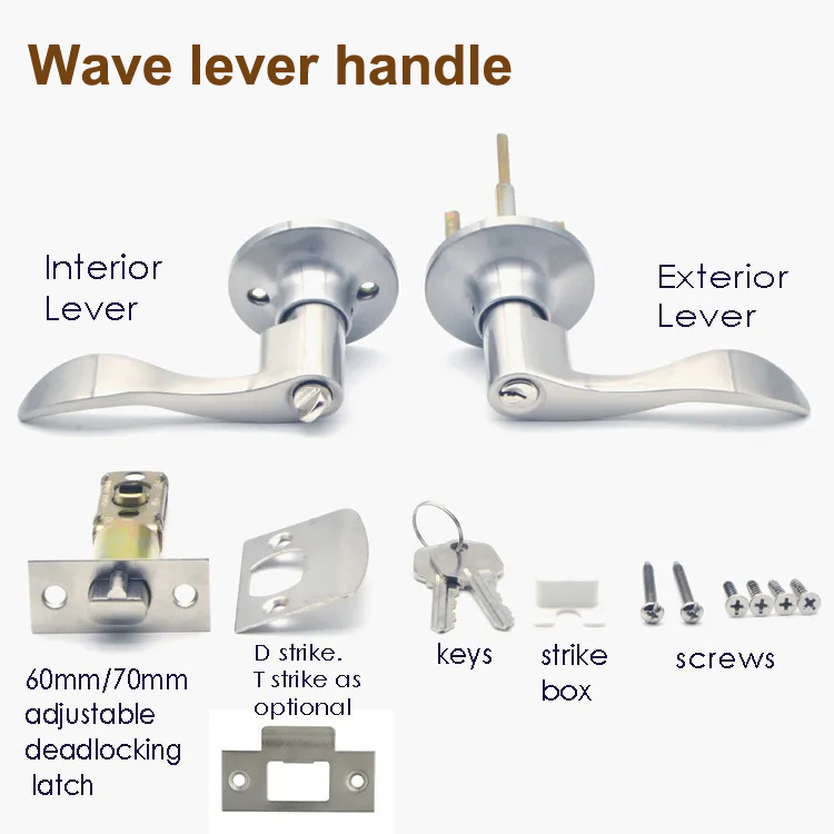 American Style Access Door Lever Lock Security Door Handle Lock And Key Entry Wave Lever lockset