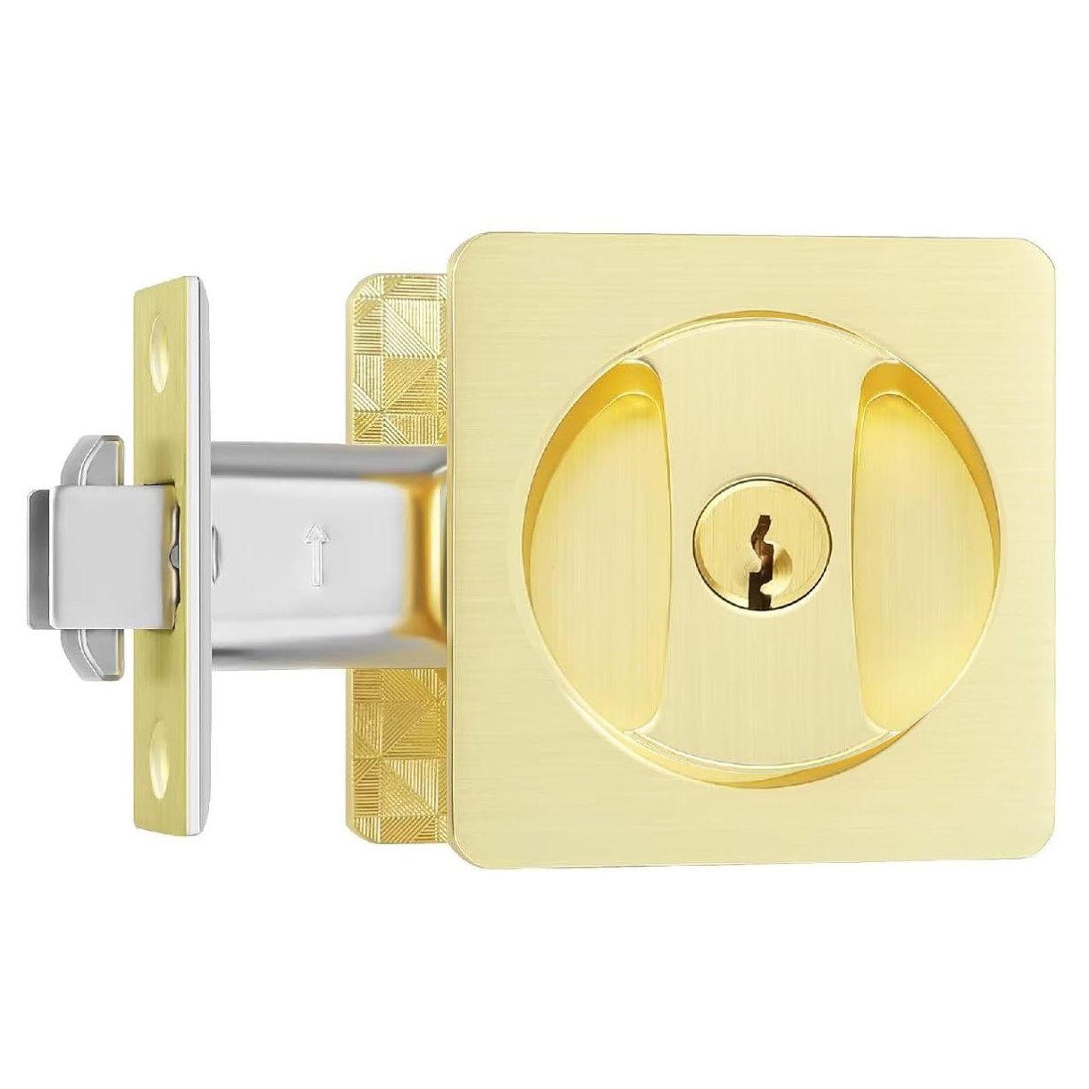 Heavy Duty Square Cavity Slider Lock Entry Privacy Passage Dummy Pocket Lock For Sliding Doors Satin Brass