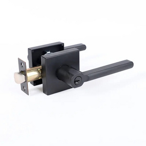 Heavy Duty Privacy Door Lever Matte Black Key entry lever lock for Bedroom Bathroom Interior Doors Left Right Handed Door Handle