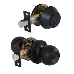 All Keyed Same Entry Knobs and Single Cylinder Deadbolt for Exterior Front Doors Matte Black Finish Entry Door Lock