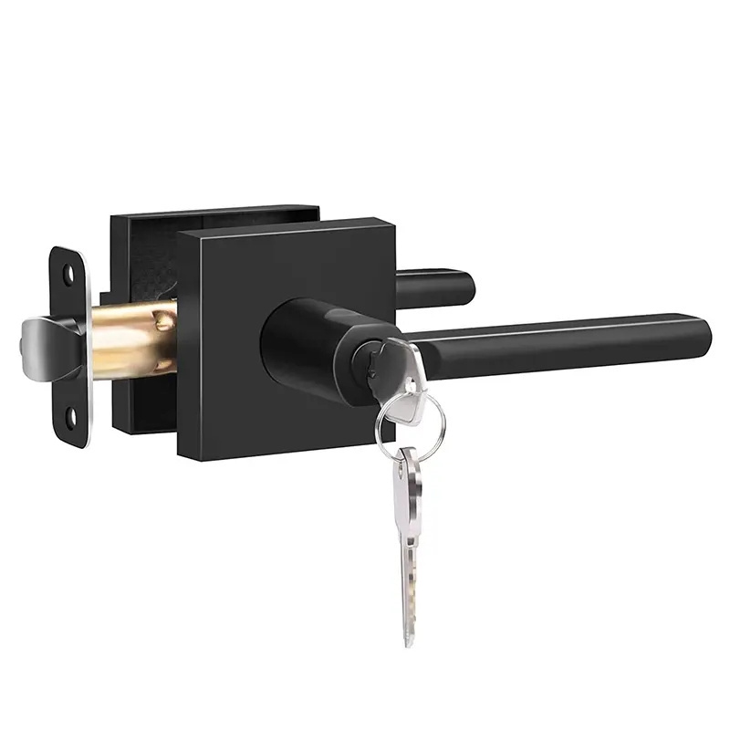 Heavy Duty Privacy Door Lever Matte Black Key entry lever lock for Bedroom Bathroom Interior Doors Left Right Handed Door Handle