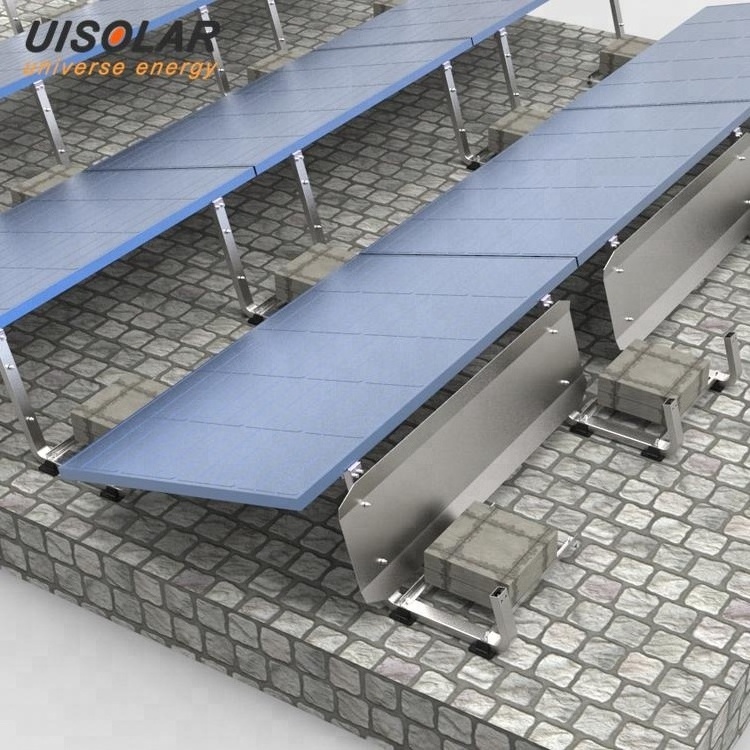 High Utility Rooftop Solar Mounting Solution PV Ballasted Aluminum Steel Solar Panel Stand